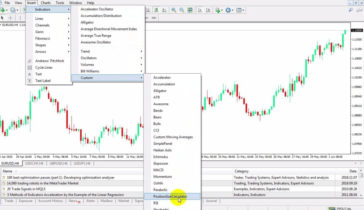 طريقة إستخدام حاسبة المخاطر للعملات على الميتاتريدر 4 و 5 حاسبة المخاطر