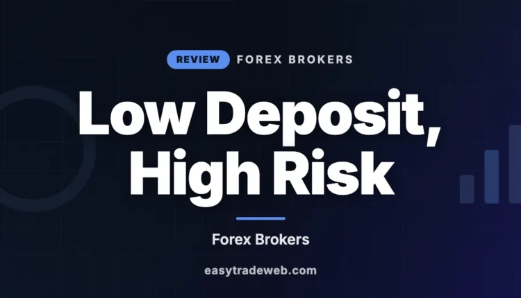 Low Deposit, High Risk — forex broker cover for the FBS Review 2026 guide, with a performance bar chart illustration